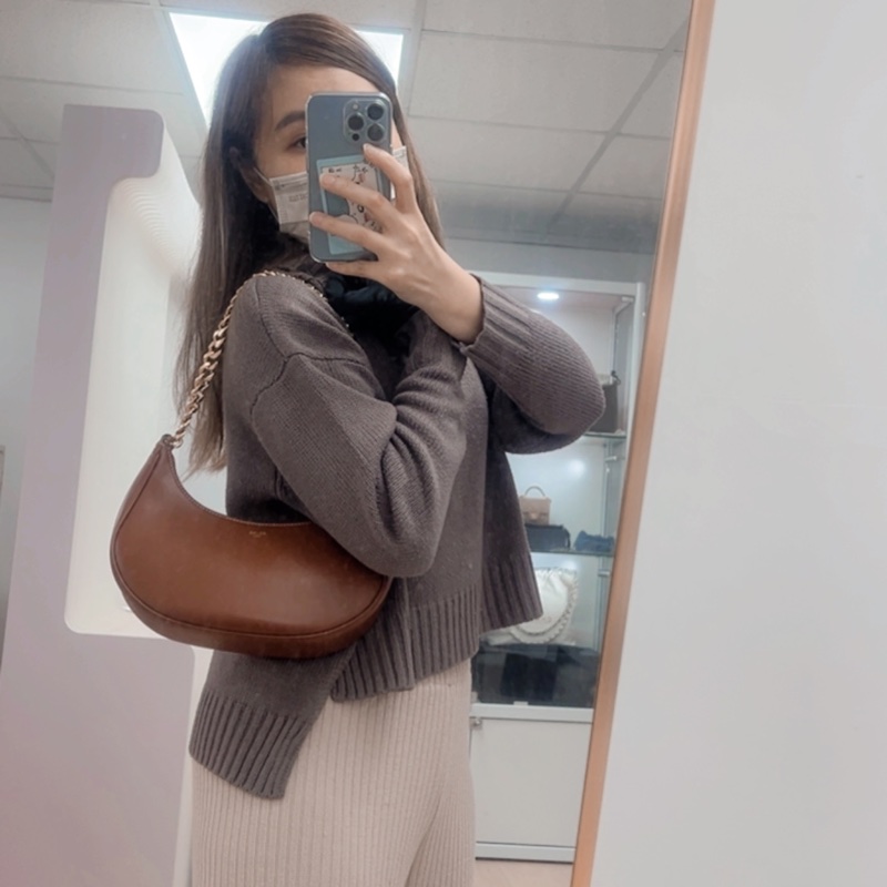 Celine ava 中號棕色鏈條腋下包-12