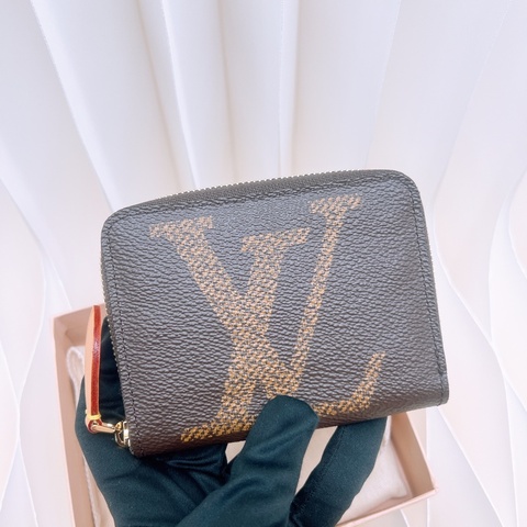 Lv 老花拉鏈短夾/零錢包/卡包