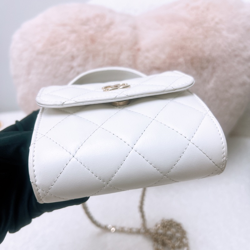 Chanel 白色手柄小盒子/小廢包-2