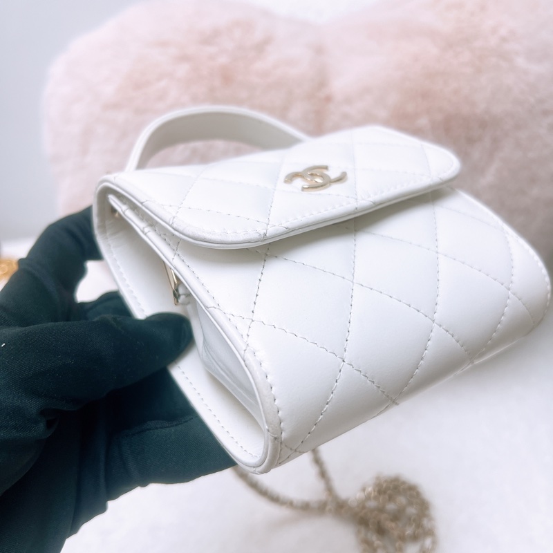 Chanel 白色手柄小盒子/小廢包-3
