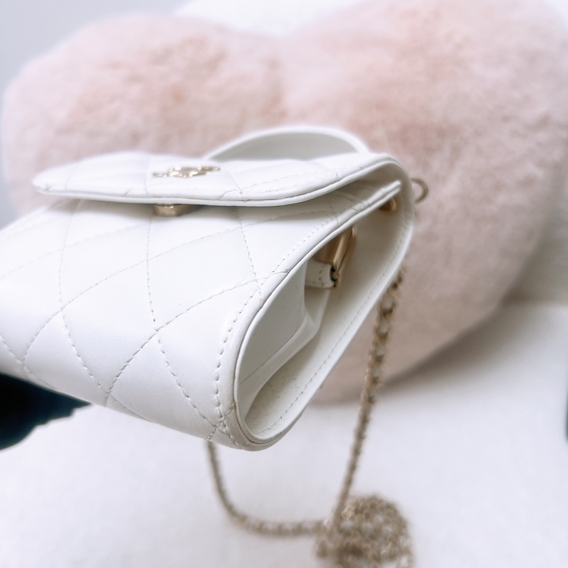 Chanel 白色手柄小盒子/小廢包-4