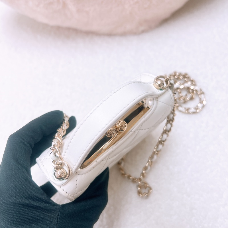 Chanel 白色手柄小盒子/小廢包-9