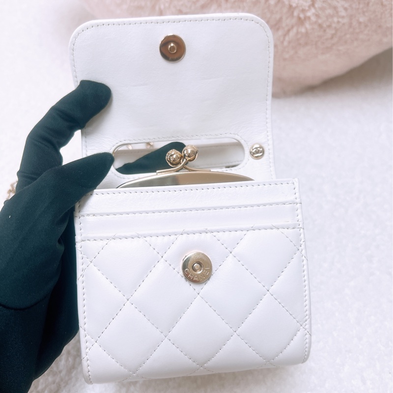 Chanel 白色手柄小盒子/小廢包-11