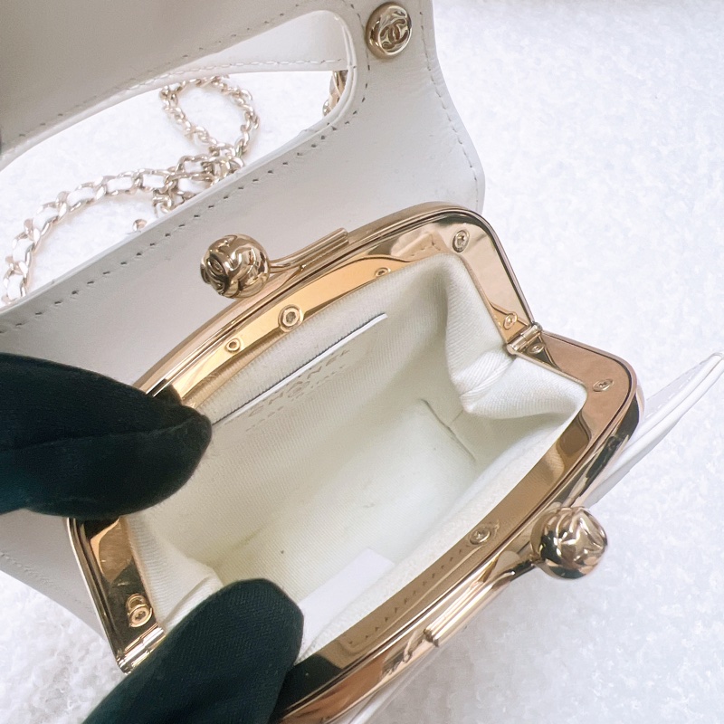 Chanel 白色手柄小盒子/小廢包-12