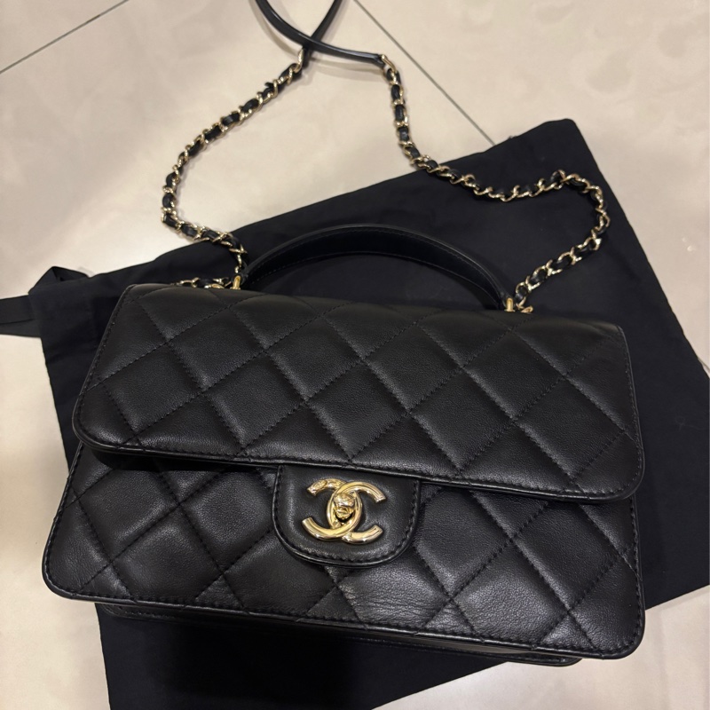 Chanel flap bag with handle CF晶片款 手提斜背包-0