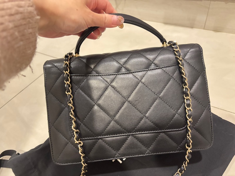 Chanel flap bag with handle CF晶片款 手提斜背包-2