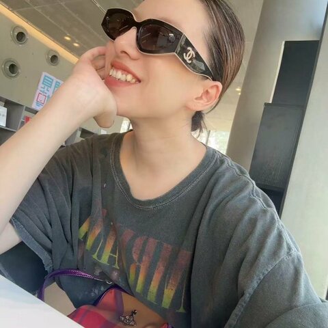 chanel 奶棕色奶茶色拚黑色太陽眼鏡 6056 全新全配