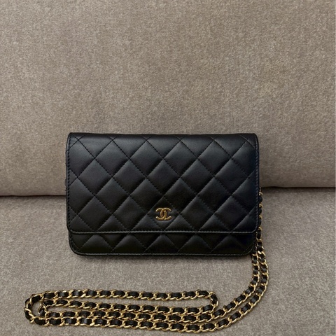 香奈兒黑金羊皮woc