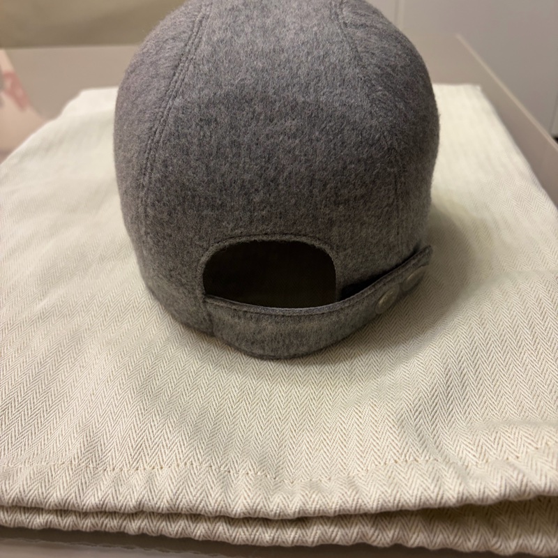 HERMES灰色100%山羊絨棒球帽-2