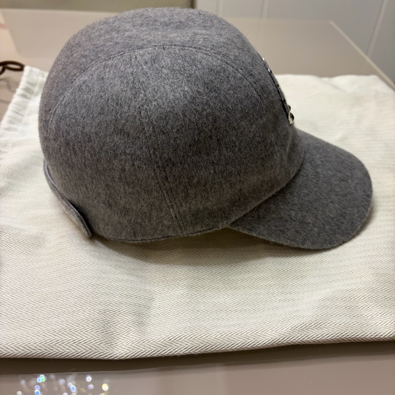 HERMES灰色100%山羊絨棒球帽-3