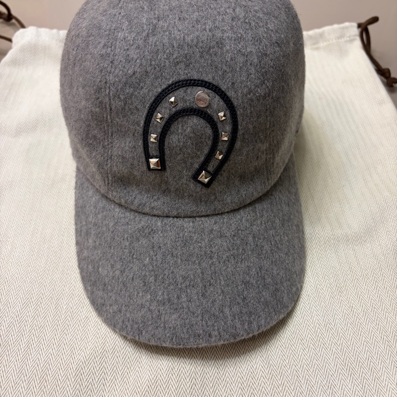 HERMES灰色100%山羊絨棒球帽-5