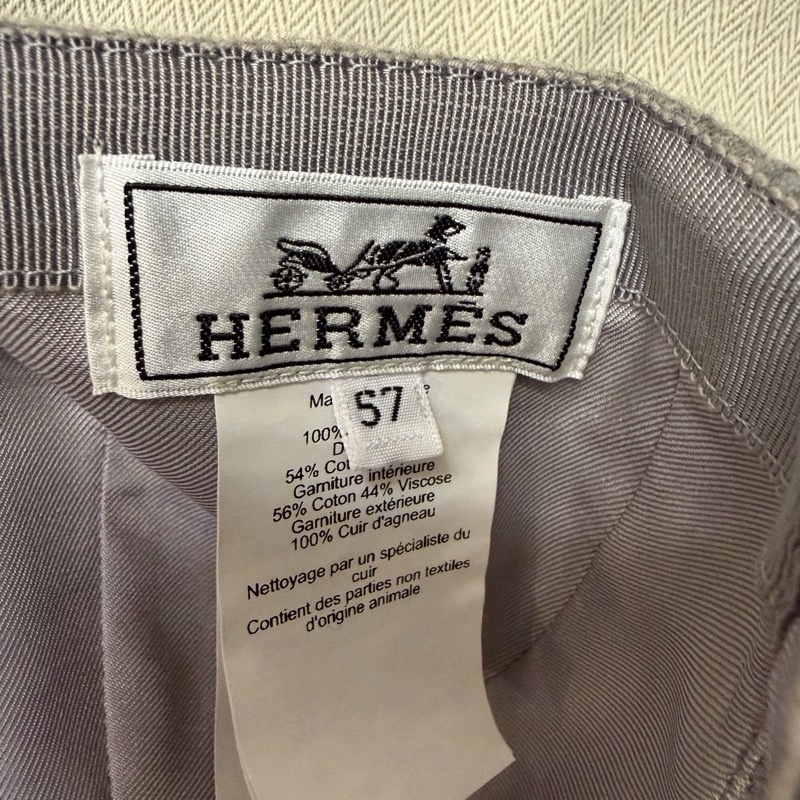 HERMES灰色100%山羊絨棒球帽-10