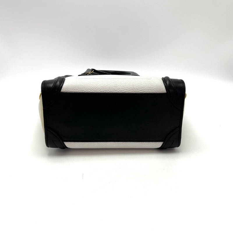 CELINE 拼色金扣LuggageNano 手提肩背斜背笑臉20*20*10 98新配件塵袋-4