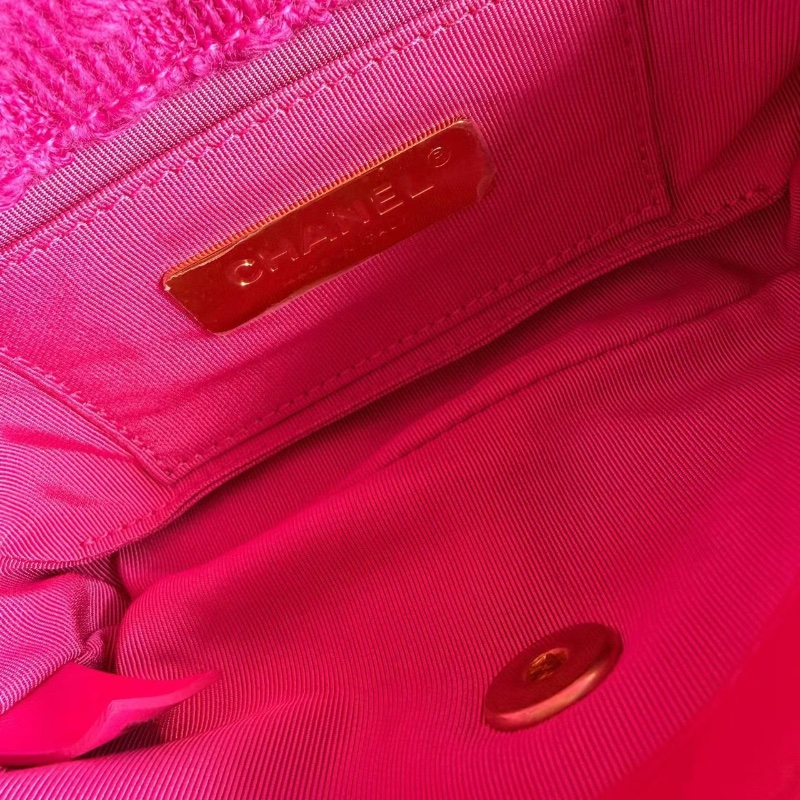 Chanel 19bag系列毛呢腰包 粉色金扣 毛呢拼皮19*11*5 99新配件塵袋-3