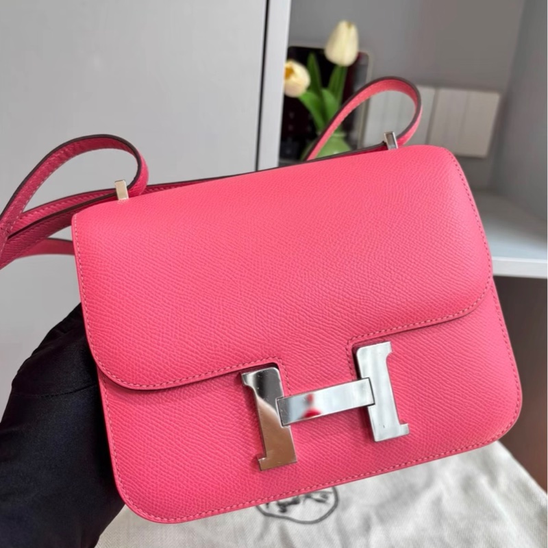 Hermes Mini Constance 19 銀扣 Epsom皮 唇膏粉 D刻-0