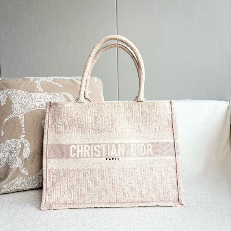 Dior老花刺繡Booktote中號 粉色 98新配件塵袋 35*27*16.5-1