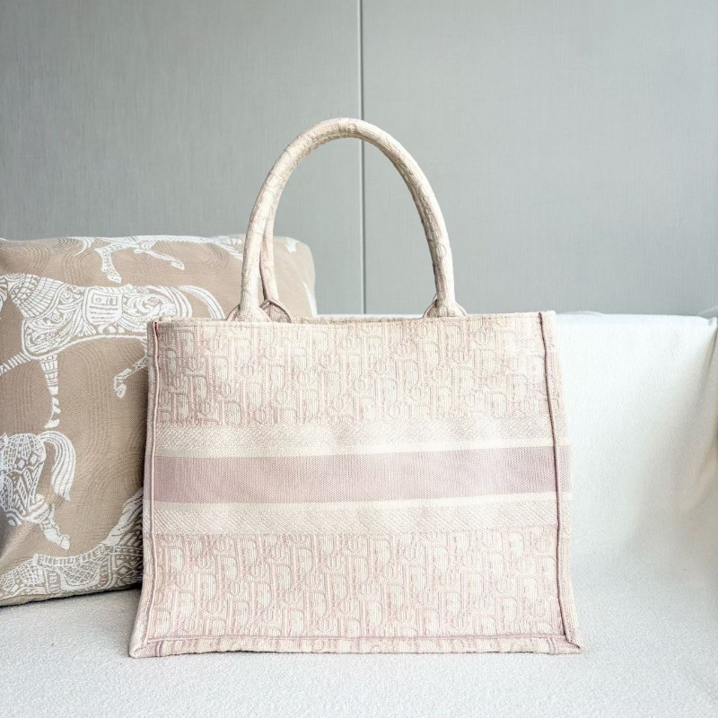 Dior老花刺繡Booktote中號 粉色 98新配件塵袋 35*27*16.5-7