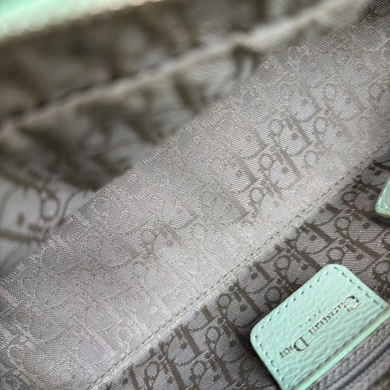 Dior中古橫版黛妃手提包 銀扣 薄荷綠 98新配件塵袋 26*12*9-3