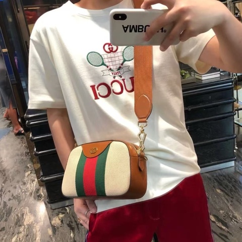 Gucci 紅綠條紋相機包98新配件塵袋24*7*14