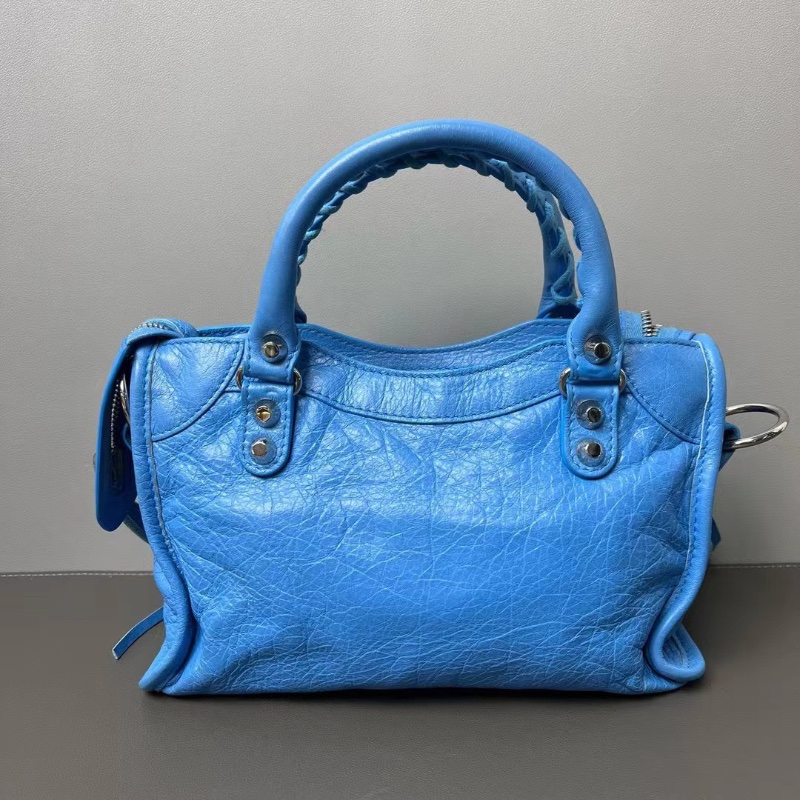 balenciaga 機車包 銀藍色logo肩帶23.5*15*9cm  98新配件肩帶 塵袋 鏡子-8