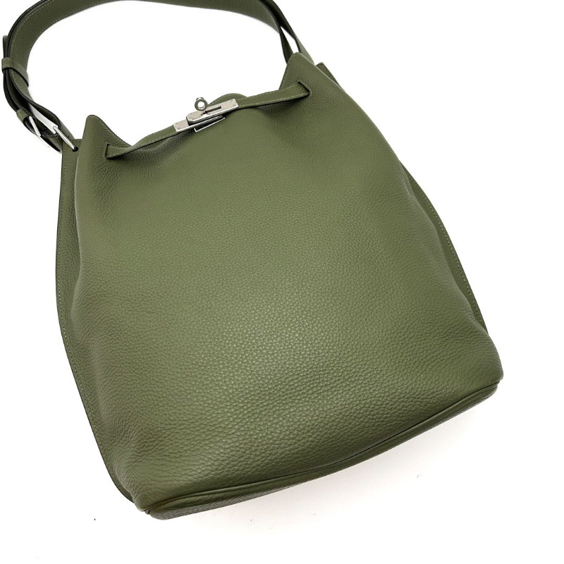 HERMES 華蓋綠銀扣 sokeIIy26肩背斜背包26*34*13 98新配件塵袋-5