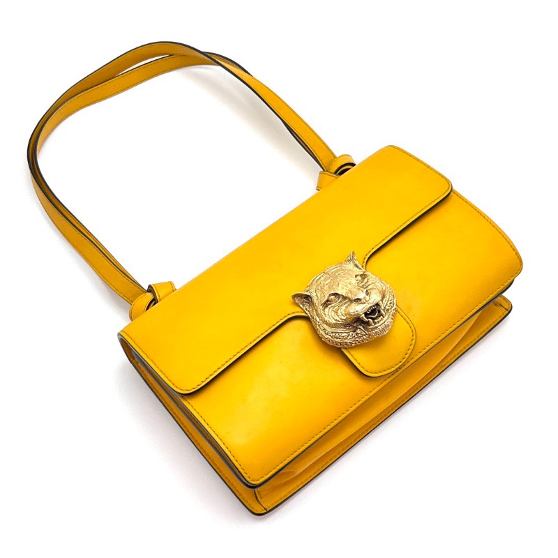GUCCI黃色大虎頭腋下包27*17*10 98新配件塵袋-3