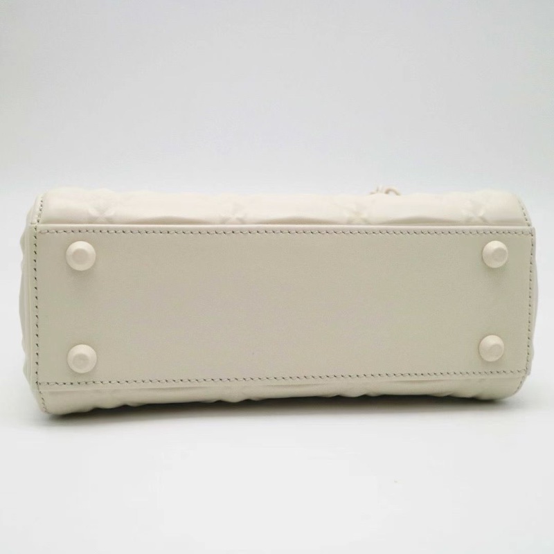 DIOR SOWHITE 磨砂扣 仙女白 三格黛妃牛皮材質更耐磨17*15*7 98新配件盒子塵袋購證保卡吊牌-4