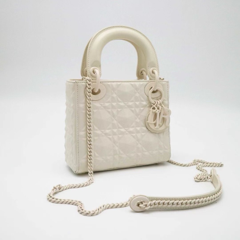 DIOR SOWHITE 磨砂扣 仙女白 三格黛妃牛皮材質更耐磨17*15*7 98新配件盒子塵袋購證保卡吊牌-6