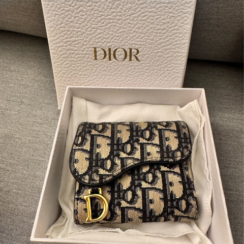 Dior Saddle Lotus 錢包 Dior Oblique 緹花 短夾 三折短夾 老花款