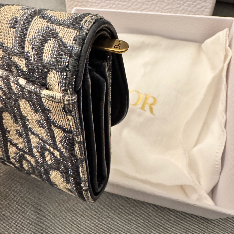 Dior Saddle Lotus 錢包 Dior Oblique 緹花 短夾 三折短夾 老花款-6