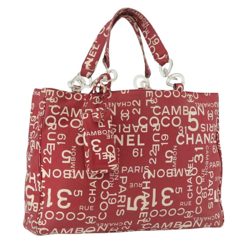 香奈兒 (CHANEL) 海濱系列帆布紅色雙C手提包，正品 LNZ238A