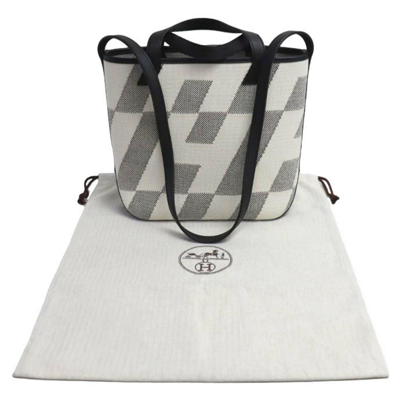 愛馬仕 Toile H Ambié PM 女士兩用單肩背包，白色和黑色可選-3