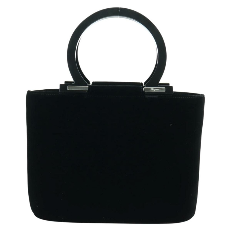 【日本直送】Salvatore Ferragamo 串珠手提包 絲絨 黑色 銀色 正品 172459V-1