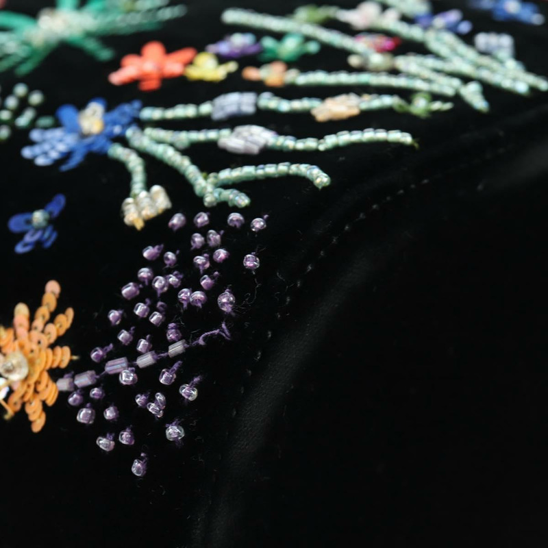 【日本直送】Salvatore Ferragamo 串珠手提包 絲絨 黑色 銀色 正品 172459V-8