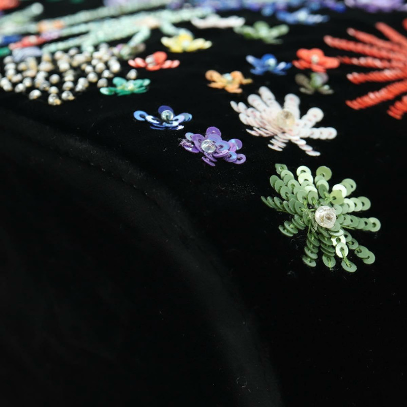 【日本直送】Salvatore Ferragamo 串珠手提包 絲絨 黑色 銀色 正品 172459V-13