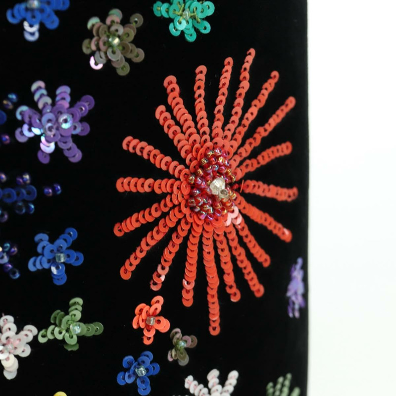 【日本直送】Salvatore Ferragamo 串珠手提包 絲絨 黑色 銀色 正品 172459V-16