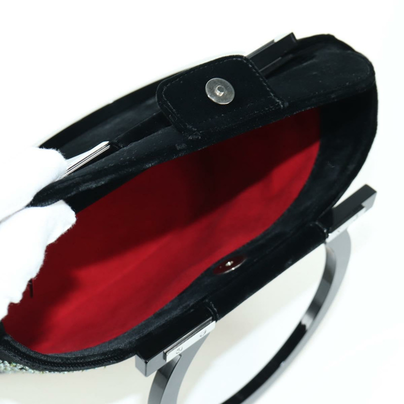 【日本直送】Salvatore Ferragamo 串珠手提包 絲絨 黑色 銀色 正品 172459V-20