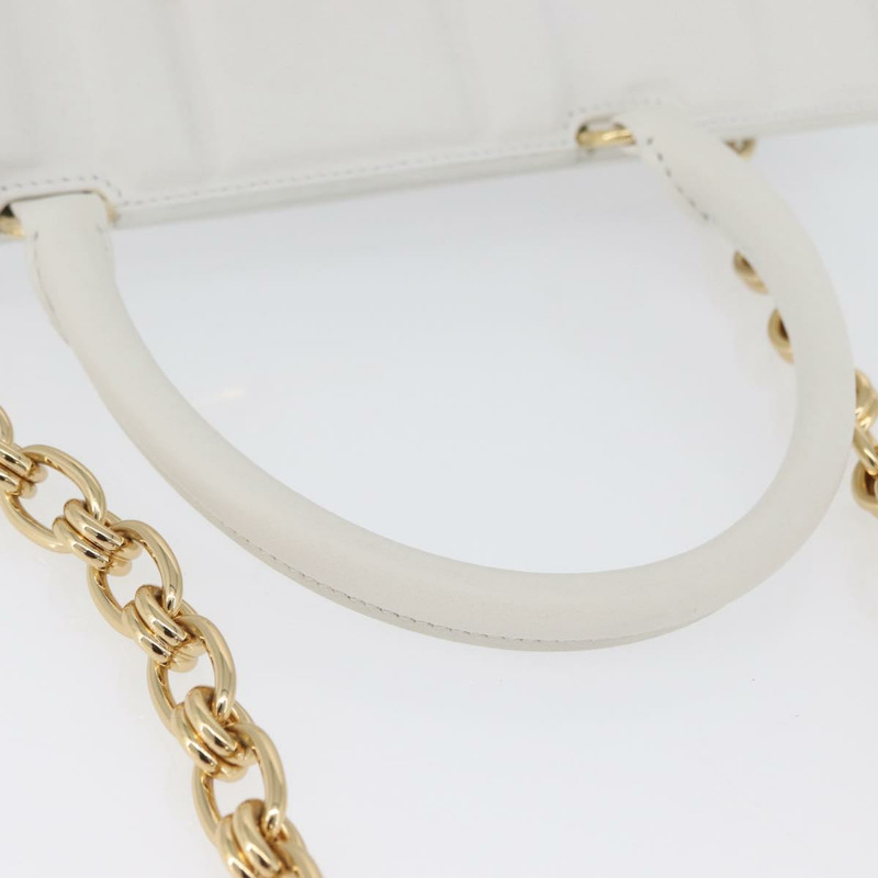 【日本直送】Salvatore Ferragamo Gancini 鏈條包 皮革 2way 白色金色 Auth 171530M-6