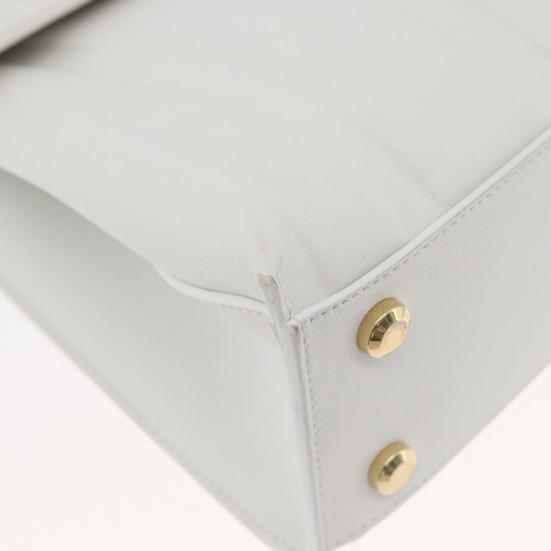 【日本直送】Salvatore Ferragamo Gancini 鏈條包 皮革 2way 白色金色 Auth 171530M-8