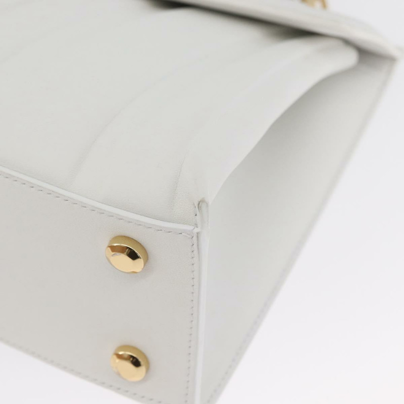 【日本直送】Salvatore Ferragamo Gancini 鏈條包 皮革 2way 白色金色 Auth 171530M-15