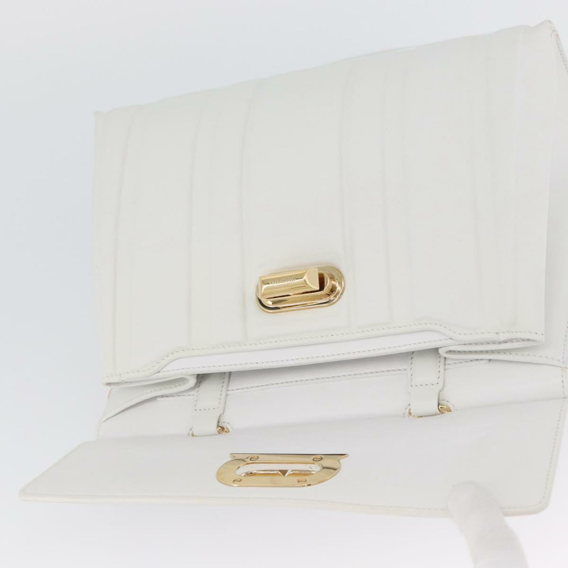 【日本直送】Salvatore Ferragamo Gancini 鏈條包 皮革 2way 白色金色 Auth 171530M-21