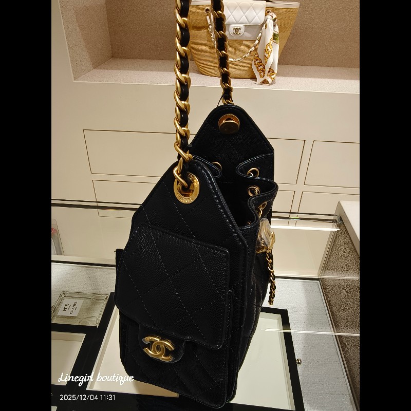 Chanel  mini 25bag 黑金荔枝-5