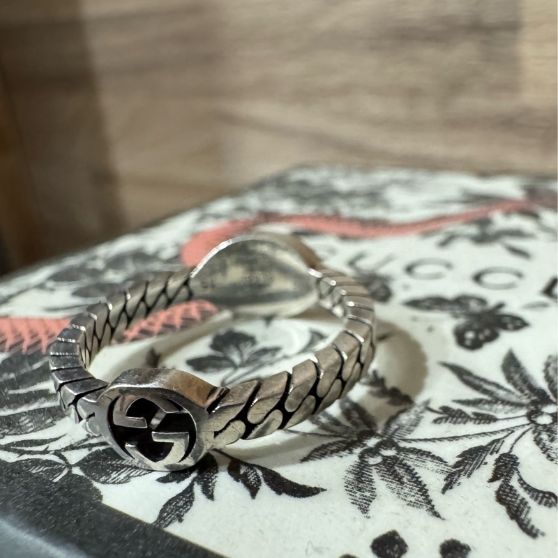 Gucci 925純銀 黑色琺瑯 可雙面戴-4