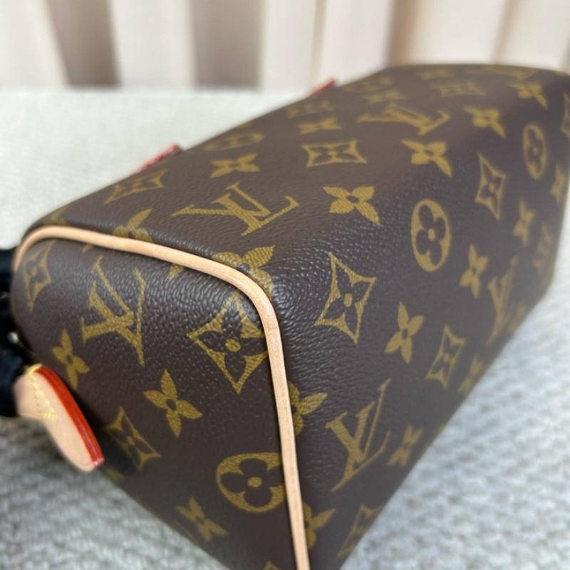 LV路易威登Speedy20老花枕頭包 經典老花配色 奶茶色肩帶 金色五金 手提單肩斜挎都可以 容量實用 日常百搭-7