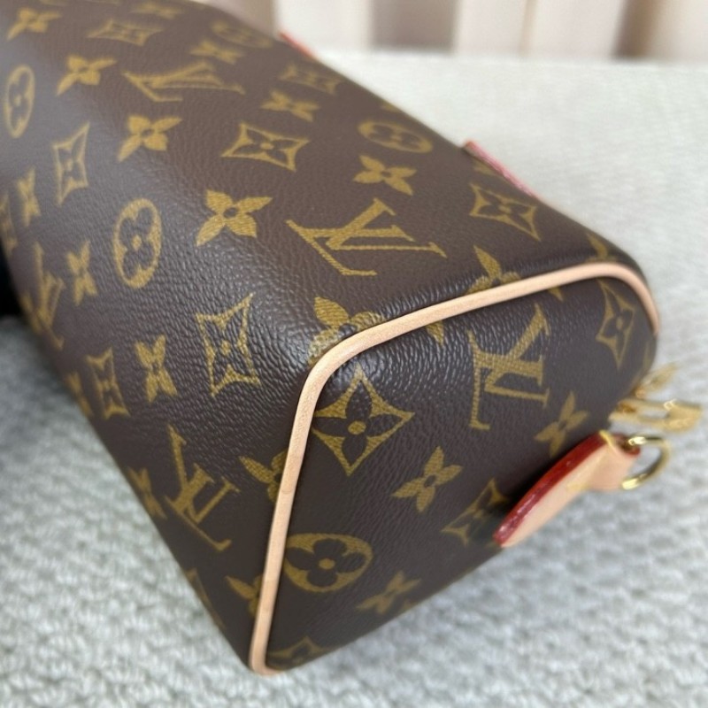 LV路易威登Speedy20老花枕頭包 經典老花配色 奶茶色肩帶 金色五金 手提單肩斜挎都可以 容量實用 日常百搭-8
