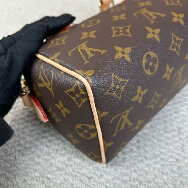 LV路易威登Speedy20老花枕頭包 經典老花配色 奶茶色肩帶 金色五金 手提單肩斜挎都可以 容量實用 日常百搭-10