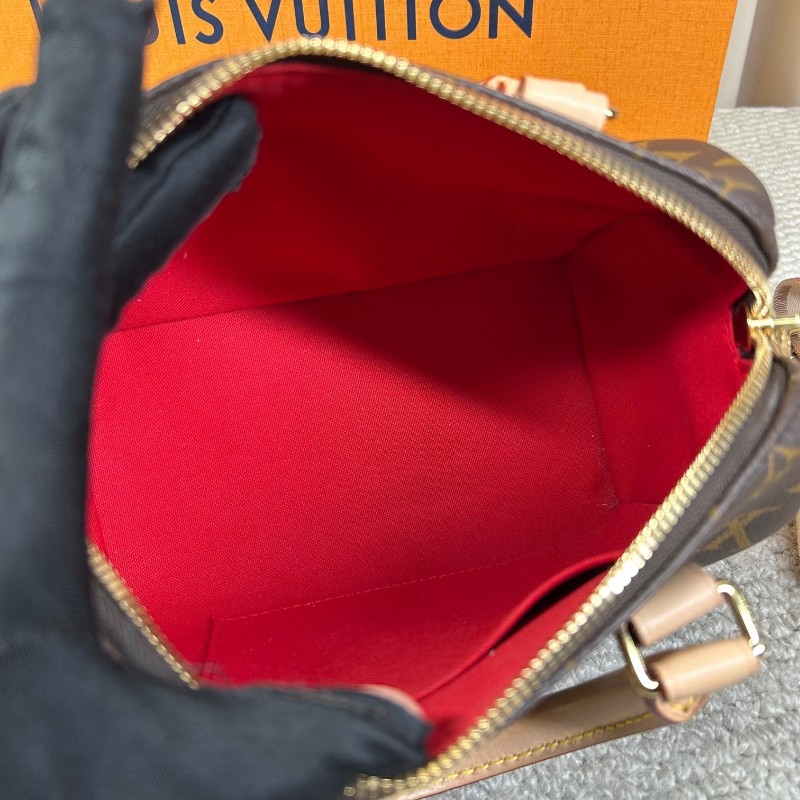 LV路易威登Speedy20老花枕頭包 經典老花配色 奶茶色肩帶 金色五金 手提單肩斜挎都可以 容量實用 日常百搭-11