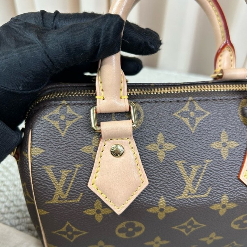 LV路易威登Speedy20老花枕頭包 經典老花配色 奶茶色肩帶 金色五金 手提單肩斜挎都可以 容量實用 日常百搭-13