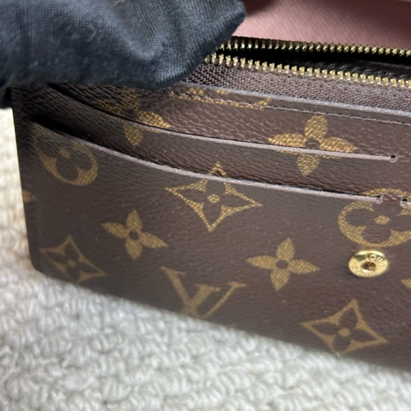 LV路易威登粉豆豆長款錢包 粉色內裡 有刻字 卡位充足 容量實用 日常百搭-22