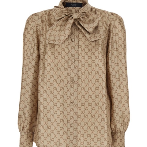 Gucci 女士 印花真絲斜紋襯衫IT-38 IT-40 IT-44碼